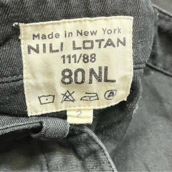 Nili Lotan Paris Cropped Pants Relaxed Fit Dropped Crotch in Black Sz 2 - Picture 9 of 10